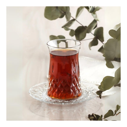 Korkmaz Demmatik Smart Teekocher-Set 1,7 L mit Glaskanne 1,2 L & Lav Odin Teegläser 6er, Schwarz
