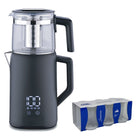 Korkmaz Demmatik Smart Teekocher-Set 1,7 L mit Glaskanne 1,2 L & Weissberg Semazen Teegläser 6er, Schwarz