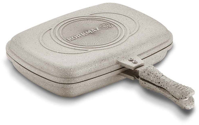 Korkmaz Duplo Pfanne 34×25×8 cm – Doppelbratpfanne im Granit - Look, Aluminiumguss (Pfanne / Doppelbratpfanne) kaufen bei Linkreich – Jetzt entdecken!
