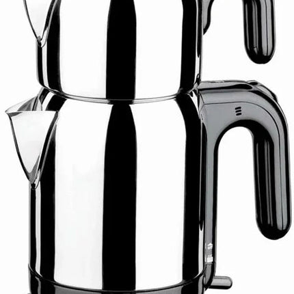 korkmaz Elektrischer Teekocher & Wasserkocher (Schwarz) – 1,1 l Kanne / 1,7 l Kessel, 1600 W, 18/10 Edelstahl, Warmhaltefunktion - Linkreich