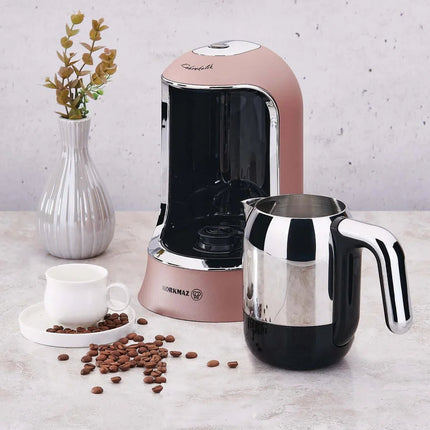 Korkmaz Kahvekolik Coffee Maker – 400W, Edelstahlkanne, Automatische Abschaltung, RosaGold - Linkreich