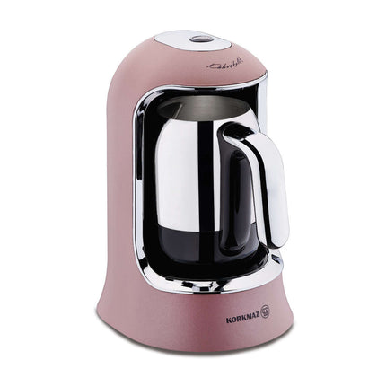 Detailansicht Edelstahlkanne der Korkmaz Kahvekolik Coffee Maker Kaffeemaschine – RosaGold/Krom, 400W Leistung