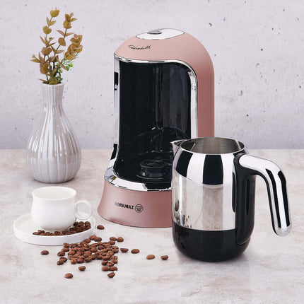 Korkmaz Kahvekolik Coffee Maker in RosaGold/Krom – 400W, Edelstahlkanne, Automatische Abschaltung – kaufen bei Linkreich