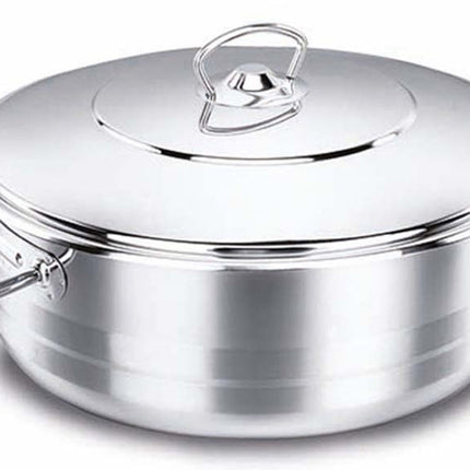 Korkmaz Kochtopf Extra Low Casserole aus Edelstahl Tencere Mega 10l 36x10cm A1956