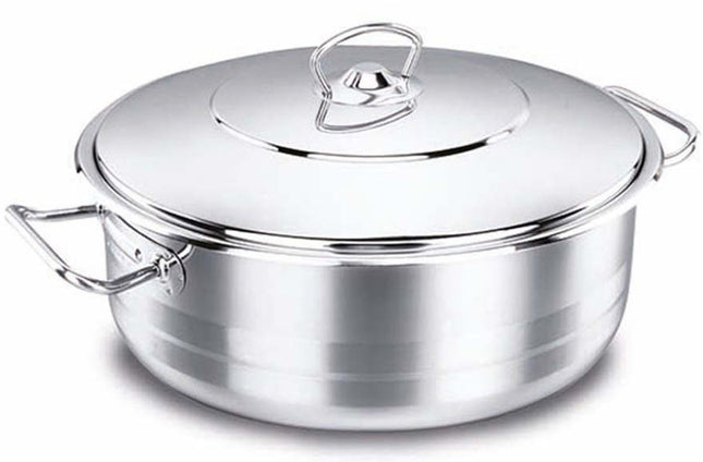 Korkmaz Kochtopf Extra Low Casserole aus Edelstahl Tencere Mega 10l 36x10cm A1956