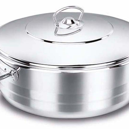 Korkmaz Kochtopf Extra Low Casserole aus Edelstahl Tencere Mega 7 l 32x9cm A1955