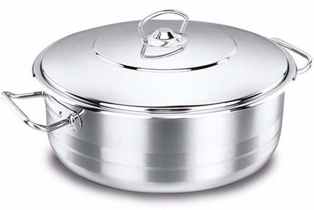 Korkmaz Kochtopf Extra Low Casserole aus Edelstahl Tencere Mega 7 l 32x9cm A1955