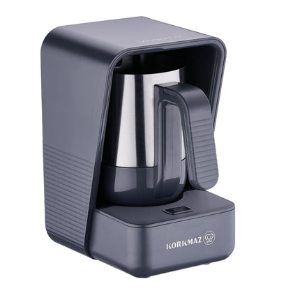 Korkmaz Kaffeemaschine Grey/Satin – 1,25L, Edelstahl Thermoskanne, Anti-Tropf, Wasserstandsanzeige
