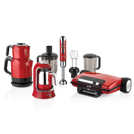 Korkmaz Rosa Elektro Küchenset – 14 - teiliges Komplett - Set mit Teekanne, Kaffeemaschine, Toaster, Zubehör (Küchensets)
