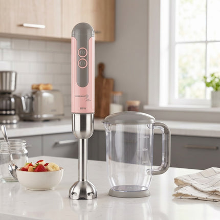 Korkmaz Mia Duo Blender Set – Pink, 850W, Edelstahl Stabmixer mit Messbecher & 2 Stufen