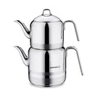 Korkmaz Astra 2 Teekannen-Set 1,1 / 2,0 l – Çaydanlık mit Induktionsboden, Edelstahl 18/10
