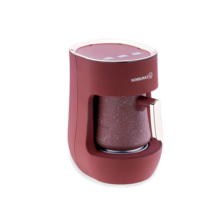 Korkmaz Kaffeemaschine Rosegold/Kiremit, 700W, Milchaufschäumer, 3 Tassen, Edelstahlgehäuse