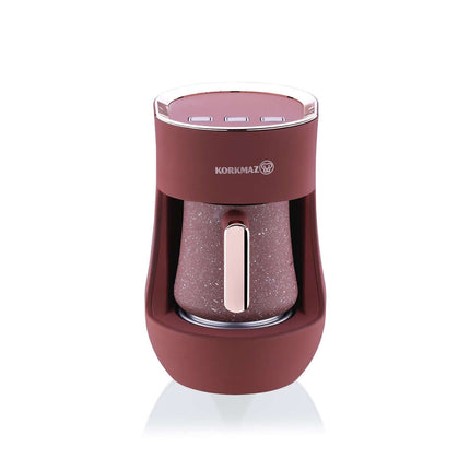 Korkmaz Türkische Kaffeemaschine Maker Rosegold/Kiremit, 700W, 3-Tassen-Kapazität, Milchaufschäumer