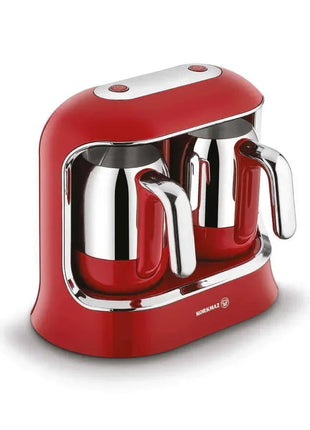 Korkmaz Twin Kaffeemaschine – Doppel-Kanne, 800W, 4–8 Tassen Edelstahl & Chrom-Design - Linkreich