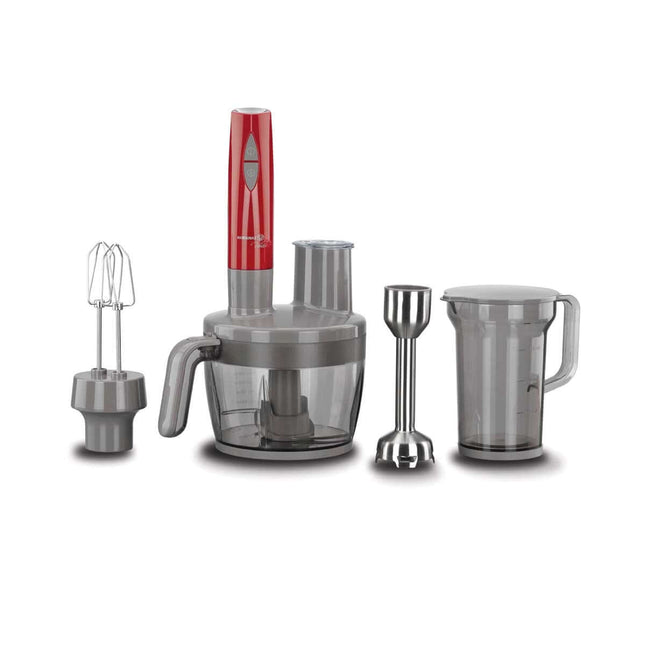 Korkmaz Vertex Multi Blender Set – Red | 1300W Küchenmaschine mit Edelstahlklingen, Hackfunktion & Anti - Rutsch - Basis - Linkreich