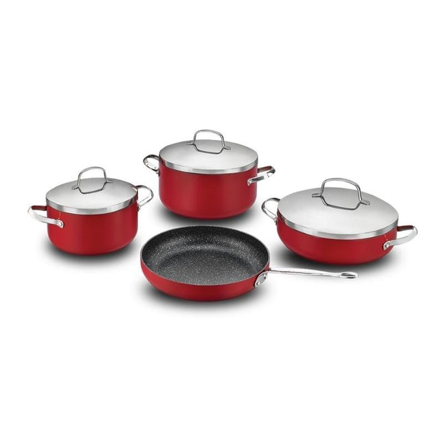 Korkmaz Zeta Plus Töpferset 7 - teilig – Rot, Antihaft & Kratzfest mit Granit - Look (Topf - & Pfannenset / Kochgeschirr) kaufen bei Linkreich – Jetzt entdecken!