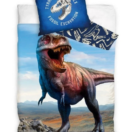 T-Rex Dinosaurier Bettwäsche - weiche Baumwolle 140x200 cm Kissen und Decke