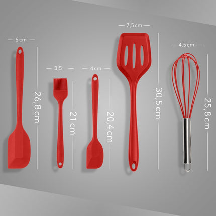 Küchenhelfer aus Silikon & Edelstahl Kochutensilien Rot - 5er Set (Küchenhelfer & - utensilien) kaufen bei Linkreich – Jetzt entdecken!