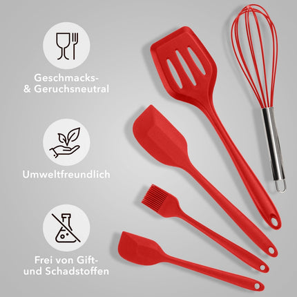 Küchenhelfer aus Silikon & Edelstahl Kochutensilien Rot - 5er Set (Küchenhelfer & - utensilien) kaufen bei Linkreich – Jetzt entdecken!