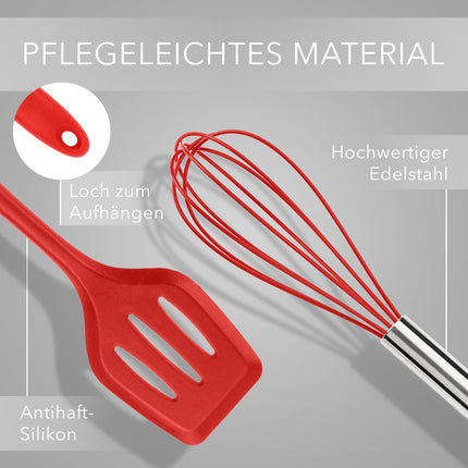 Küchenhelfer aus Silikon & Edelstahl Kochutensilien Rot - 5er Set (Küchenhelfer & - utensilien) kaufen bei Linkreich – Jetzt entdecken!