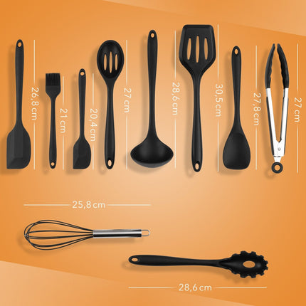 Küchenhelfer aus Silikon & Edelstahl Kochutensilien Schwarz - 10er Set (Küchenhelfer & - utensilien) kaufen bei Linkreich – Jetzt entdecken!
