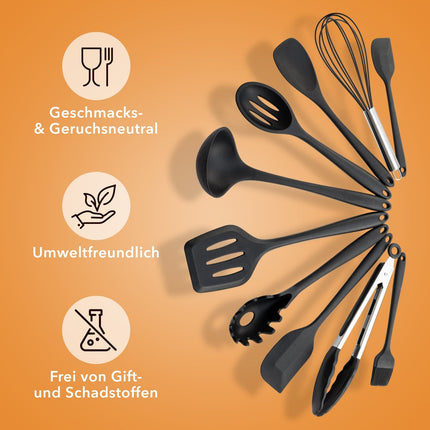 Küchenhelfer aus Silikon & Edelstahl Kochutensilien Schwarz - 10er Set (Küchenhelfer & - utensilien) kaufen bei Linkreich – Jetzt entdecken!