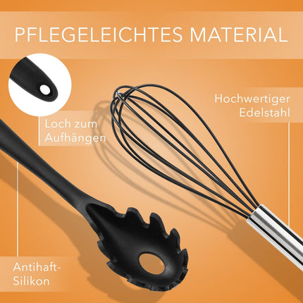 Küchenhelfer aus Silikon & Edelstahl Kochutensilien Schwarz - 10er Set (Küchenhelfer & - utensilien) kaufen bei Linkreich – Jetzt entdecken!