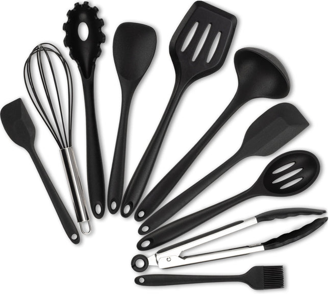 Küchenhelfer aus Silikon & Edelstahl Kochutensilien Schwarz - 10er Set (Küchenhelfer & - utensilien) kaufen bei Linkreich – Jetzt entdecken!