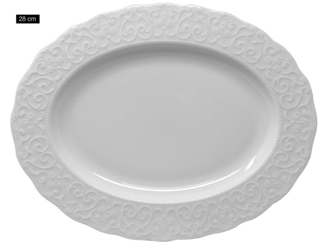 Kütahya Bone Amore Irem 28cm Oval Plate White