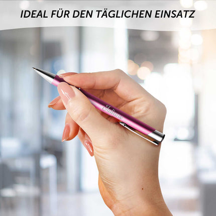 SEO. Kugelschreiber mit Gravur - Wunschname - Verschiedene Farben - Weiß Linkreich