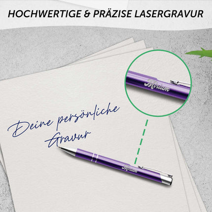 SEO. Kugelschreiber mit Gravur - Wunschname - Verschiedene Farben - Weiß Linkreich