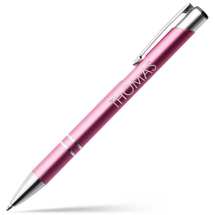 SEO. Kugelschreiber mit Gravur - Wunschname - Verschiedene Farben - Rosa Linkreich
