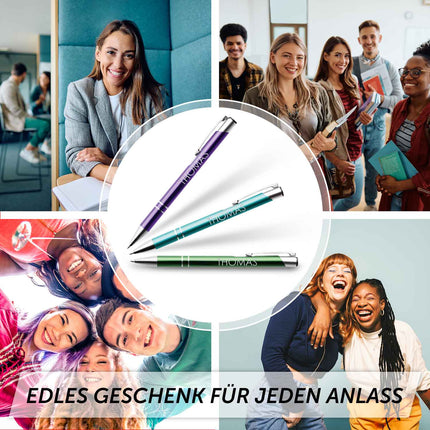 SEO. Kugelschreiber mit Gravur - Wunschname - Verschiedene Farben - Weiß Linkreich