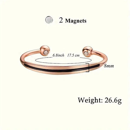 SEO. Kupferschmuck Armreif mit Magneten elegant - Schwarz Linkreich