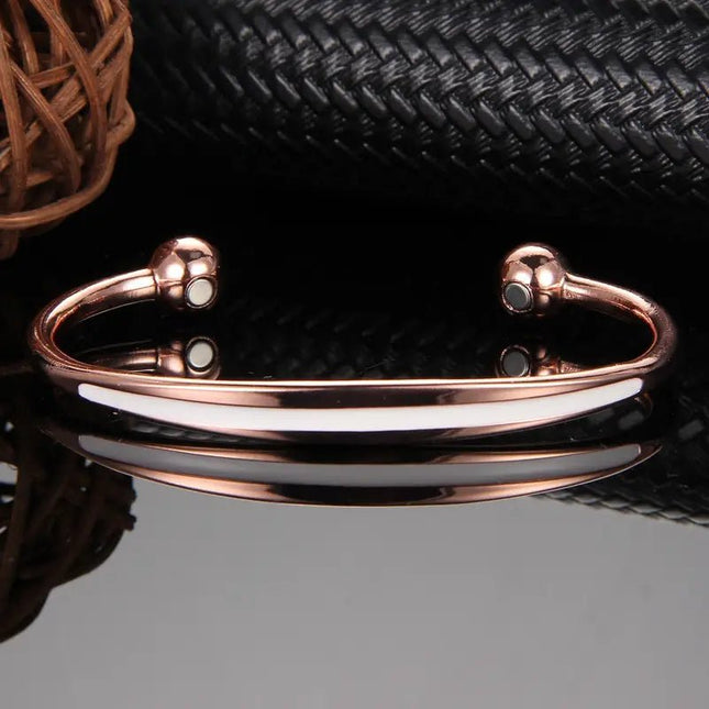 SEO. Kupferschmuck Armreif mit Magneten elegant - Weiß Linkreich