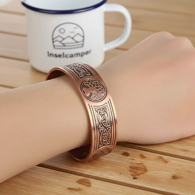 SEO. Kupferschmuck Armreif mit Magneten Lebensbaum für Herren - Linkreich