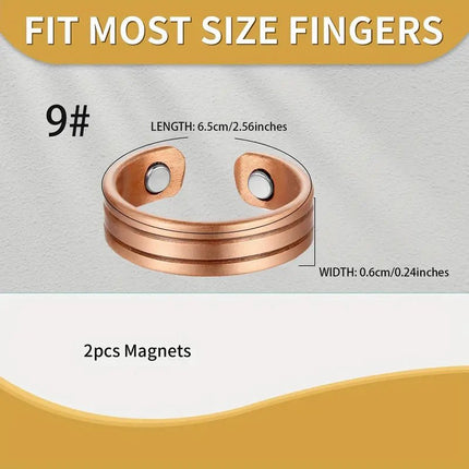 SEO. Kupferschmuck Ring mit Magneten dreifarbig unisex, verstellbar - Linkreich