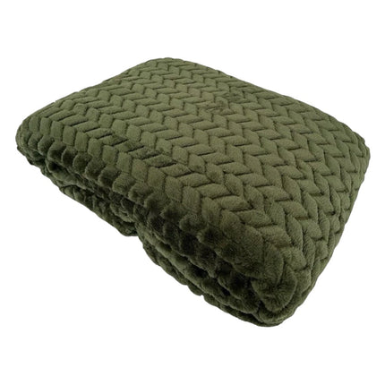 Jacquard Kuscheldecke olivgrün » XL Flanell Wohndecke 200x180cm » Wohndecke » wärmende Tagesdecke 350 g/m²