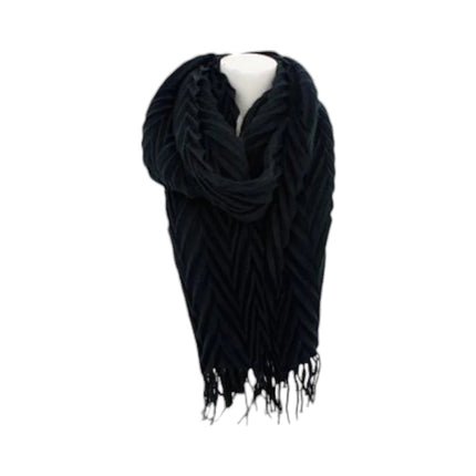 Winter Damen Schal » Fransenschal 220 x 72 cm » Damenschal in Faltenoptik » Winterschal Soft Cashmera Plissee