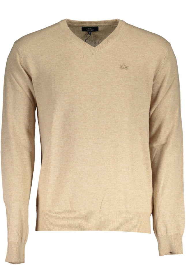 SEO. LA MARTINA Herrenpullover Beige – V-Ausschnitt mit Stickerei | soulluna.de - Beige Linkreich