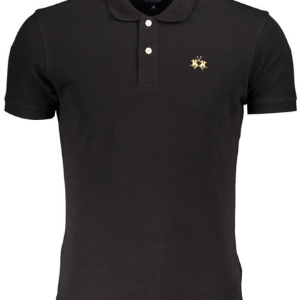 SEO. LA MARTINA Poloshirt Herren – Slim Fit Kurzarm - Shirt mit Logo - Stickerei - Schwarz Linkreich