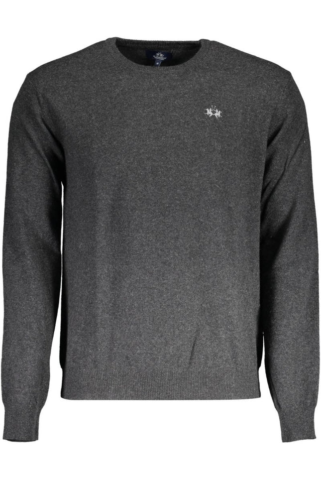 SEO. LA MARTINA Pullover Herren Grau – Rundhals mit Logo-Stickerei aus Wolle - Grau Linkreich