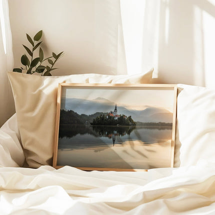 Lake Bled Sunrise Wall Art – Island Church & Reflections Print