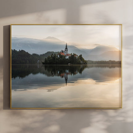 Lake Bled Sunrise Wall Art – Island Church & Reflections Print