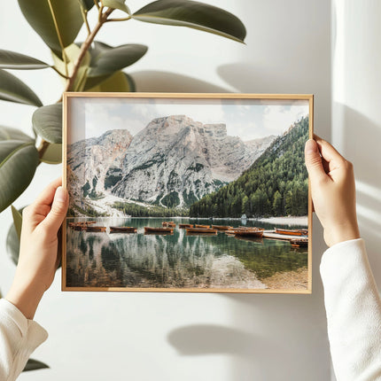 Lago di Braies Dolomites Print – Alpine Lake Photography Wall Art