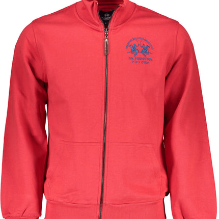 LA MARTINA Sweatshirt Herren mit Reißverschluss – Rotes Langarmshirt aus Italien