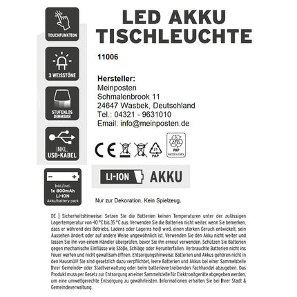 Lampe LED ohne Kabel Touch Tischleuchte Tischlampe Leuchte kabellos dimmbar (Lampe) kaufen bei Linkreich – Jetzt entdecken!