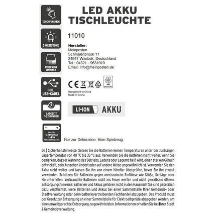 Lampe LED ohne Kabel Touch Tischleuchte Tischlampe Leuchte kabellos dimmbar (Lampe) kaufen bei Linkreich – Jetzt entdecken!