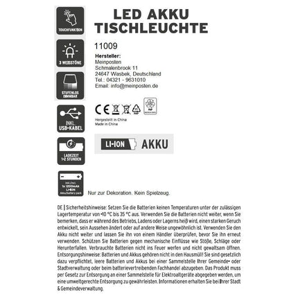 Lampe LED ohne Kabel Touch Tischleuchte Tischlampe Leuchte kabellos dimmbar (Lampe) kaufen bei Linkreich – Jetzt entdecken!