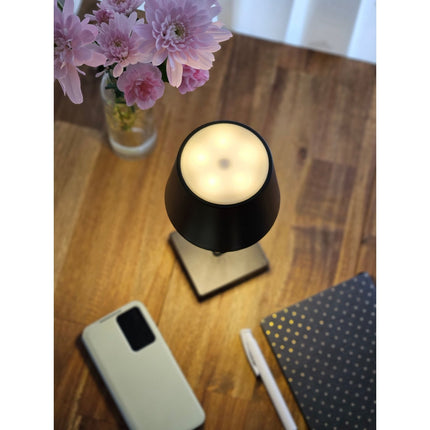 SEO. Lampe LED ohne Kabel Touch Tischleuchte Tischlampe Leuchte kabellos dimmbar - Schwarz, Höhe 27 cm (Modell Sue) Linkreich